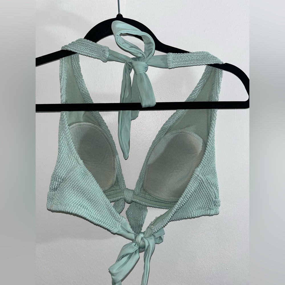 Kona Sol Mint Green Pucker Tie-Front Bikini - Picture 4 of 5